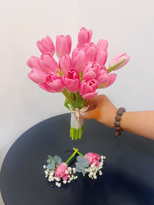 Bó Hoa Cưới Tulip Hồng - Hoa Tươi Sóc Trăng